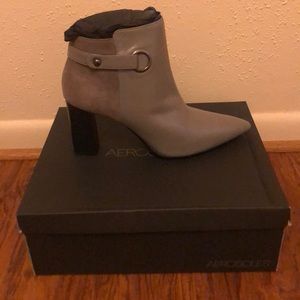 Gray suede ankle boots in sizes 11 & 6